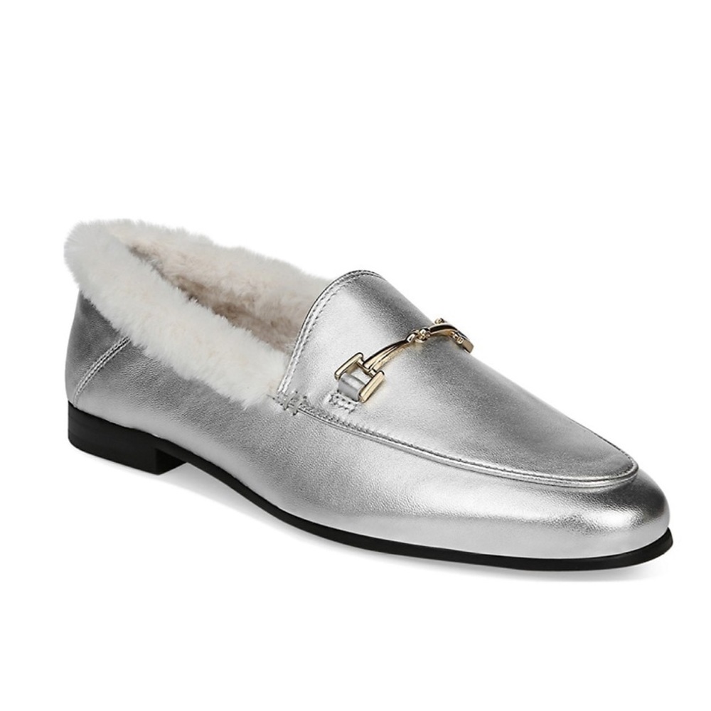 Sam Edelman Silver Loraine Faux-Fur Leather Loafer